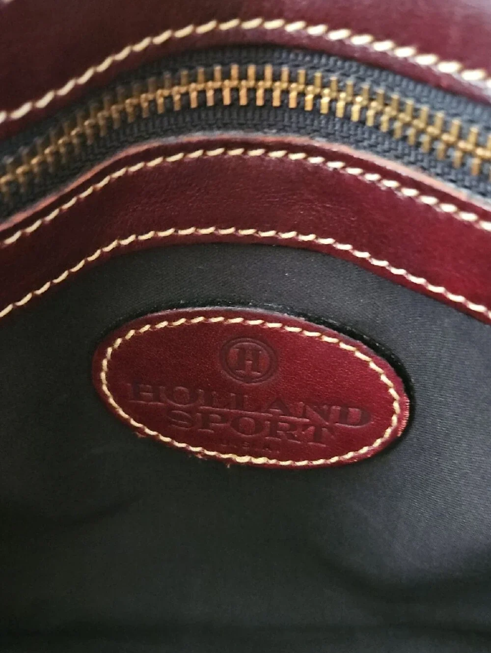 Holland Sport USA Burgundy Leather Travel Weekender Duffle Bag 17